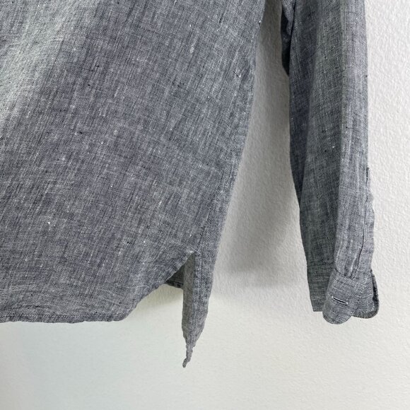 J Jill Love Linen Womens Medium Gray 100% Linen Button Up Shirt Long Sleeve Top - Picture 9 of 11